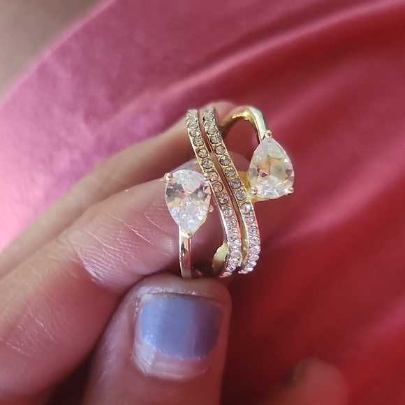 Charter Club Jewelry - Charter Club Gold-Tone Ring with Clear Crystals and Pear Stones
